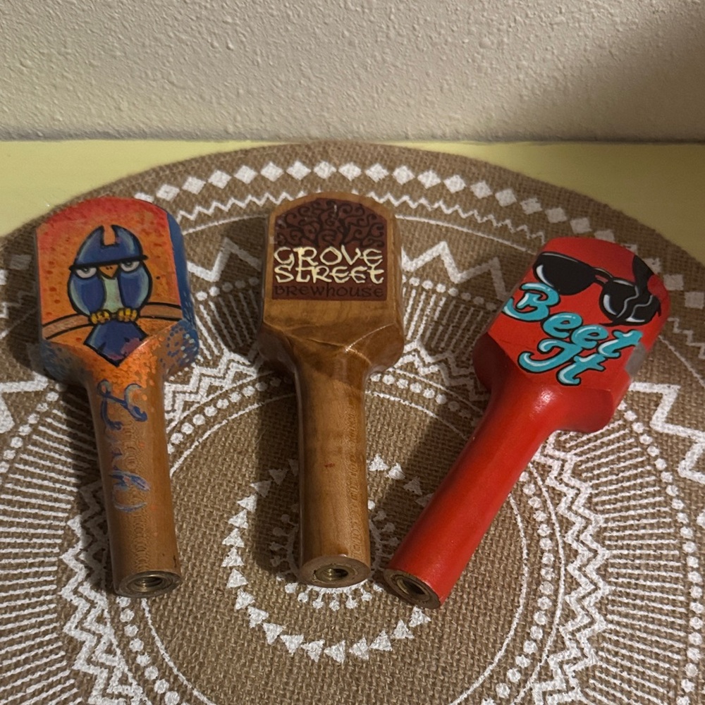Wood Colorful Beer Tap Handle Set of 3